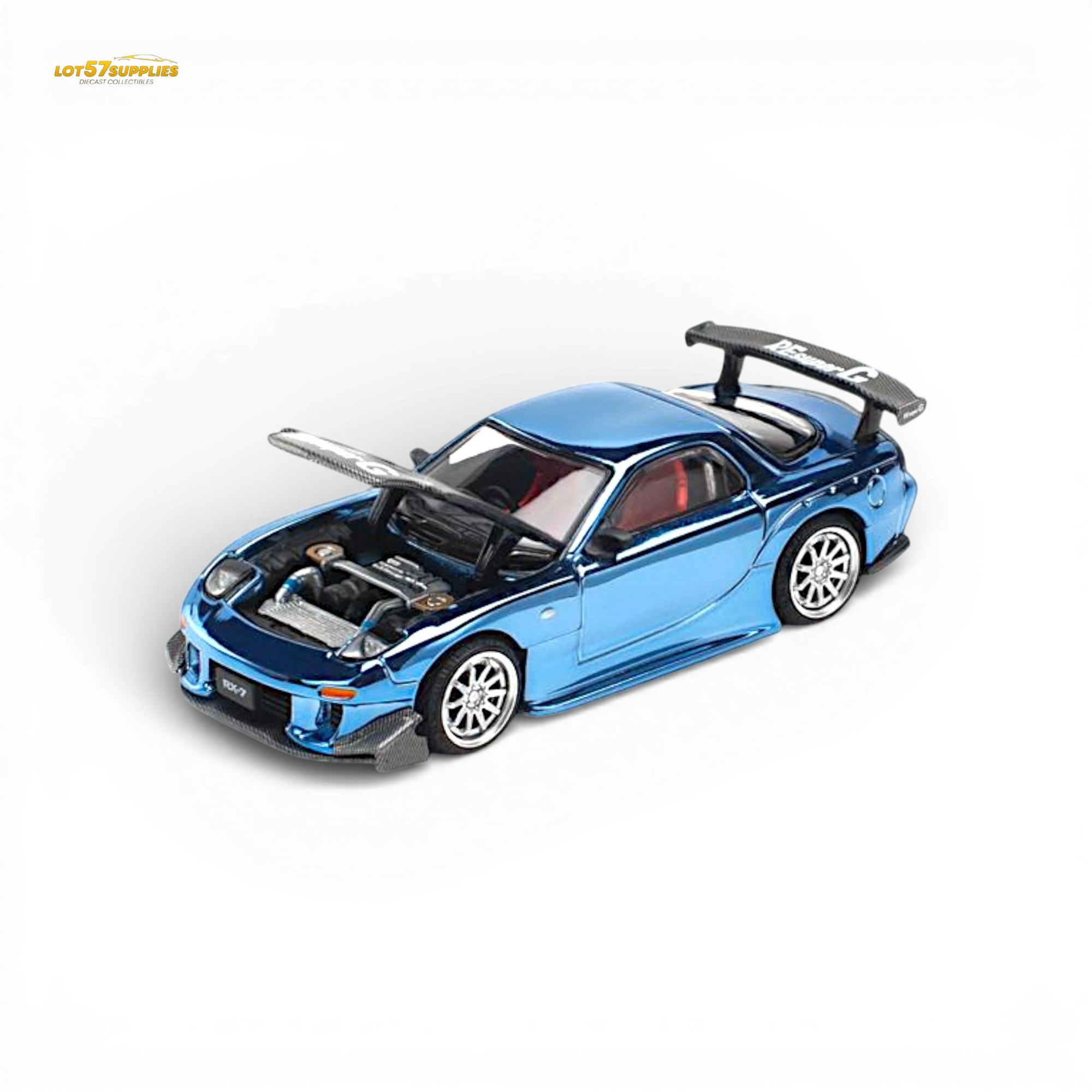Pop Race Mazda RX-7 Re-Amemiya Blue Chrome 1:64 - Image 4