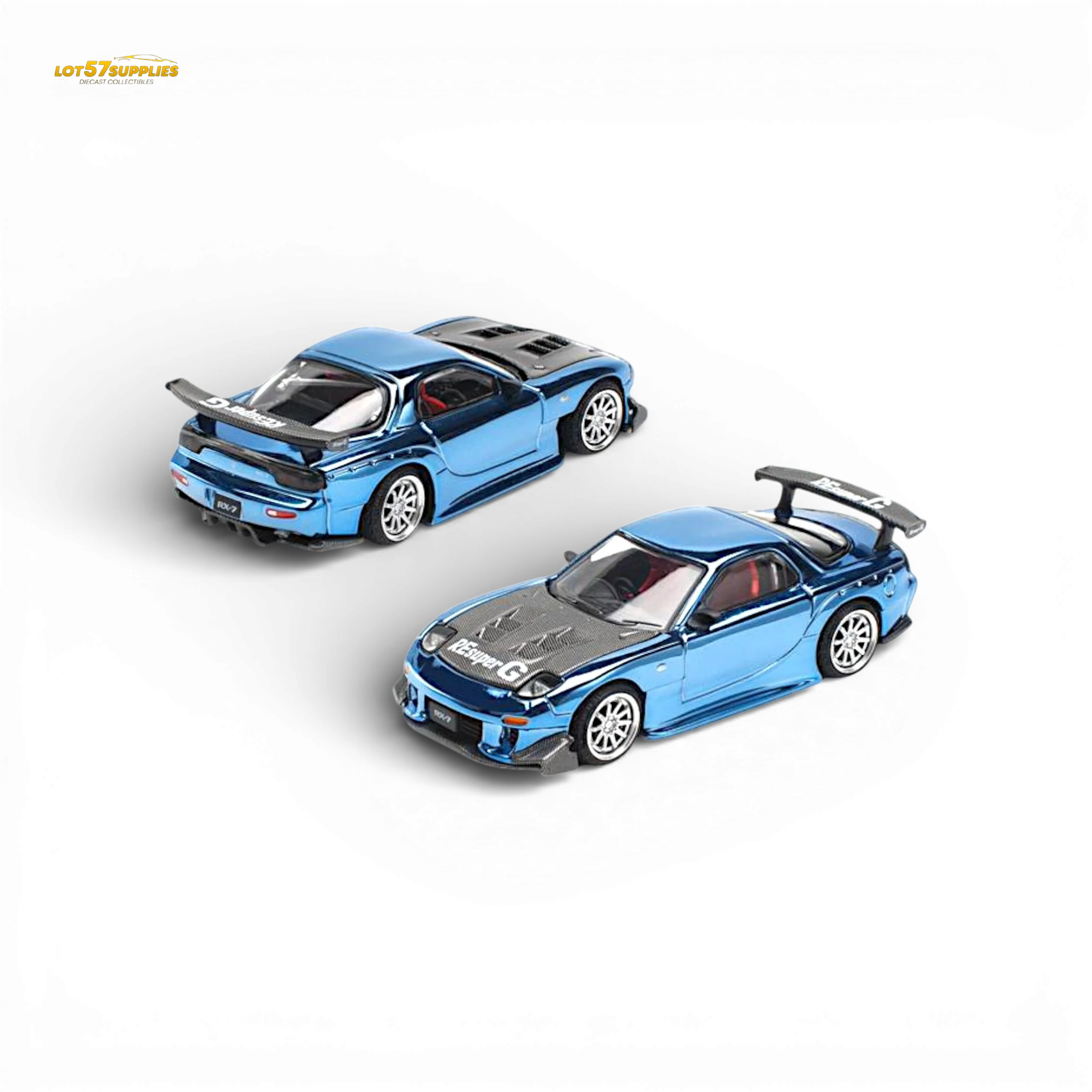 Pop Race Mazda RX-7 Re-Amemiya Blue Chrome 1:64 - Image 5